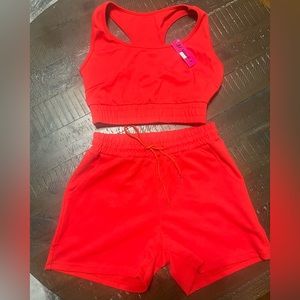 Red Two Piece Short Set